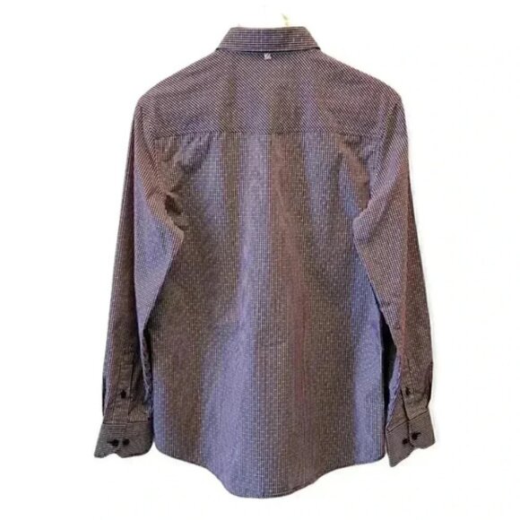 English Laundry John Lennon Plaid Button Down Long Sleeve Shirt Black Red Small - Picture 2 of 16